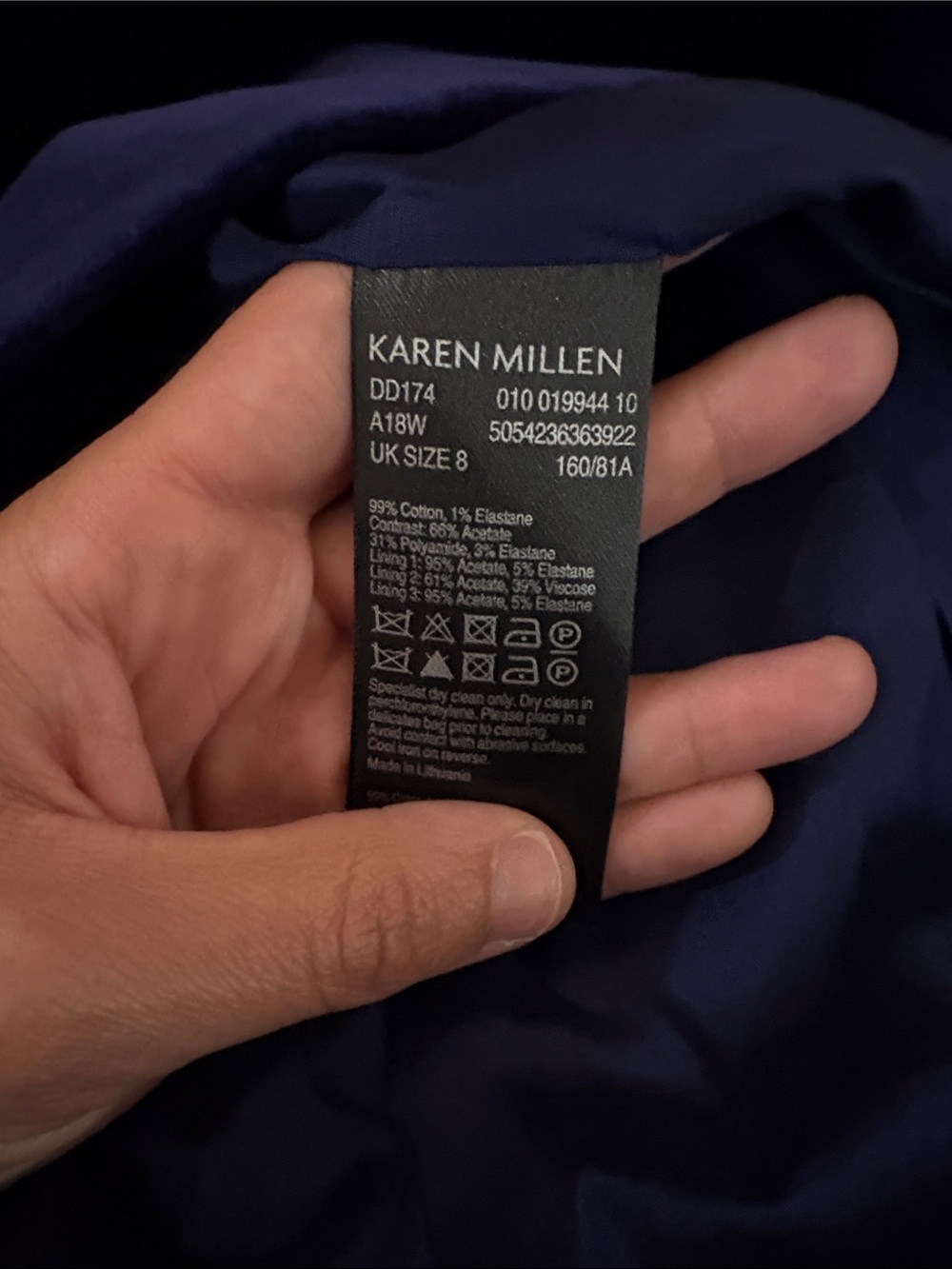 Karen Millen Velvet Bardot Mini Dress in Navy SZ US 4 NWT - Picture 8 of 8